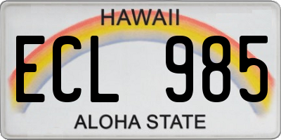HI license plate ECL985