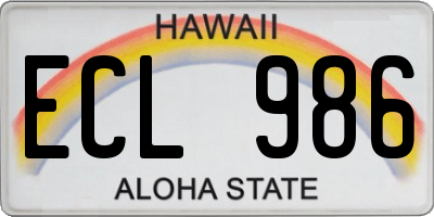 HI license plate ECL986