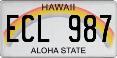 HI license plate ECL987