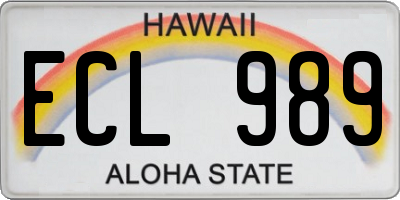 HI license plate ECL989