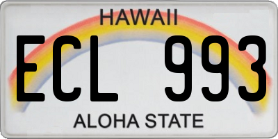 HI license plate ECL993