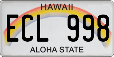 HI license plate ECL998