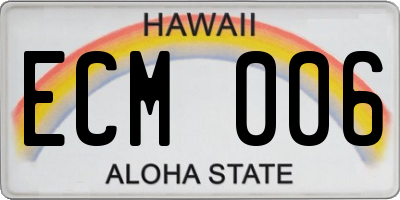 HI license plate ECM006