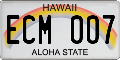 HI license plate ECM007