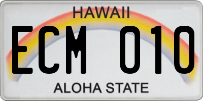 HI license plate ECM010