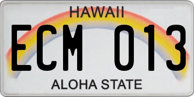 HI license plate ECM013