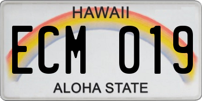 HI license plate ECM019