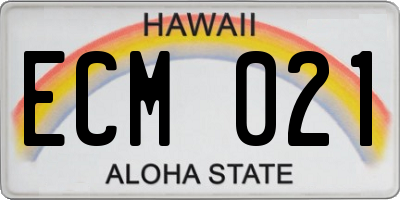 HI license plate ECM021
