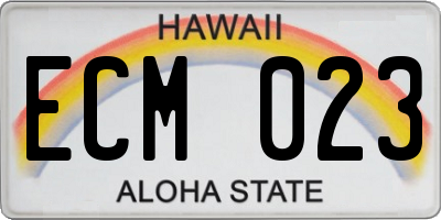HI license plate ECM023