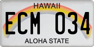 HI license plate ECM034