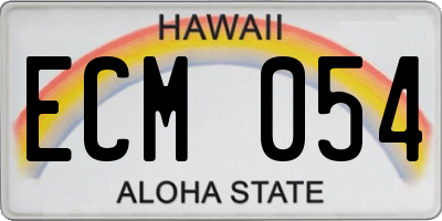 HI license plate ECM054