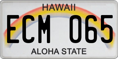 HI license plate ECM065