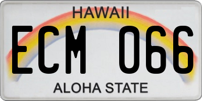 HI license plate ECM066