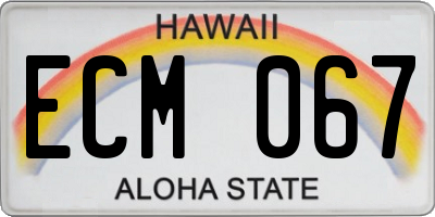 HI license plate ECM067