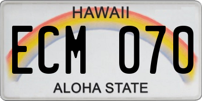 HI license plate ECM070