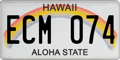 HI license plate ECM074