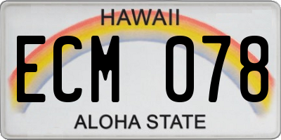 HI license plate ECM078