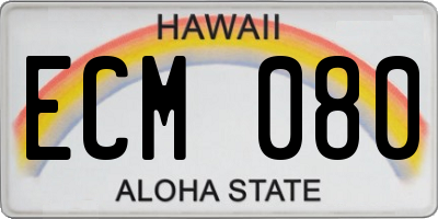 HI license plate ECM080