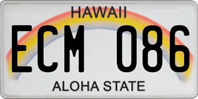 HI license plate ECM086