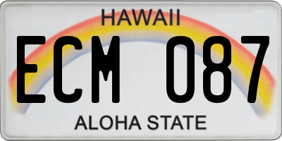 HI license plate ECM087