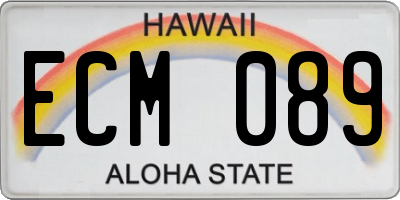 HI license plate ECM089