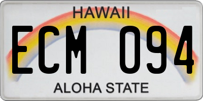 HI license plate ECM094