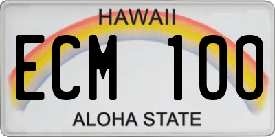 HI license plate ECM100