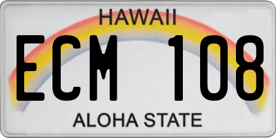 HI license plate ECM108