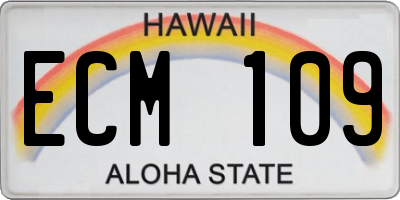 HI license plate ECM109