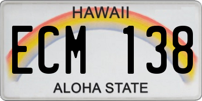 HI license plate ECM138