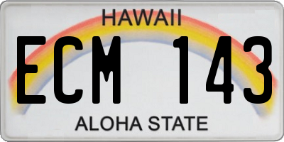 HI license plate ECM143