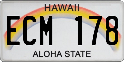 HI license plate ECM178