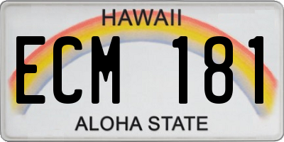 HI license plate ECM181