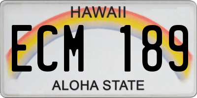 HI license plate ECM189