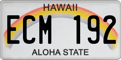 HI license plate ECM192