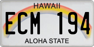HI license plate ECM194