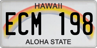 HI license plate ECM198
