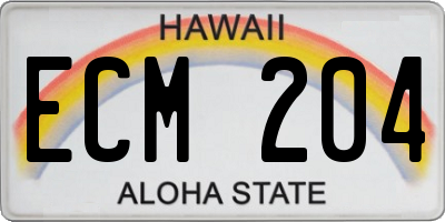 HI license plate ECM204