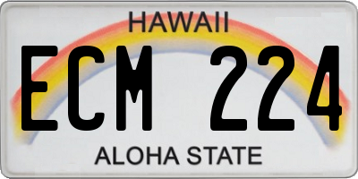 HI license plate ECM224