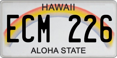 HI license plate ECM226