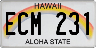 HI license plate ECM231