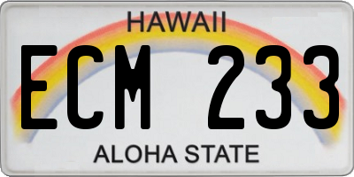 HI license plate ECM233