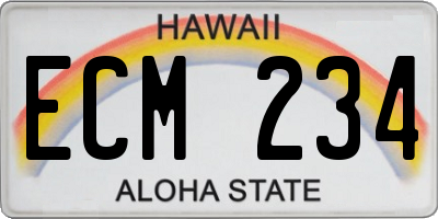 HI license plate ECM234