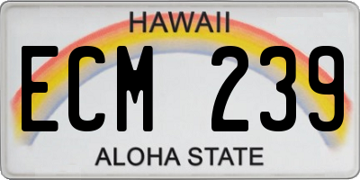 HI license plate ECM239