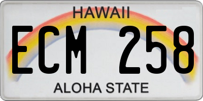HI license plate ECM258