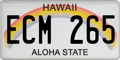 HI license plate ECM265