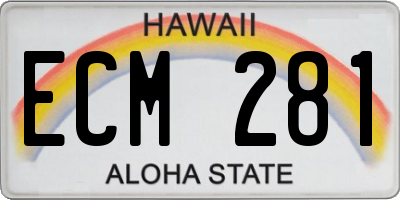 HI license plate ECM281