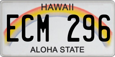 HI license plate ECM296