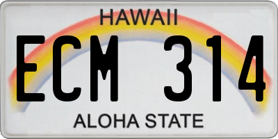 HI license plate ECM314