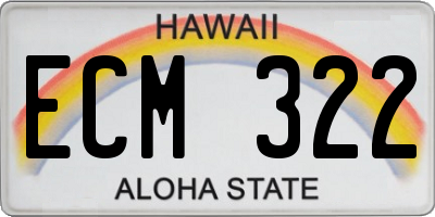 HI license plate ECM322